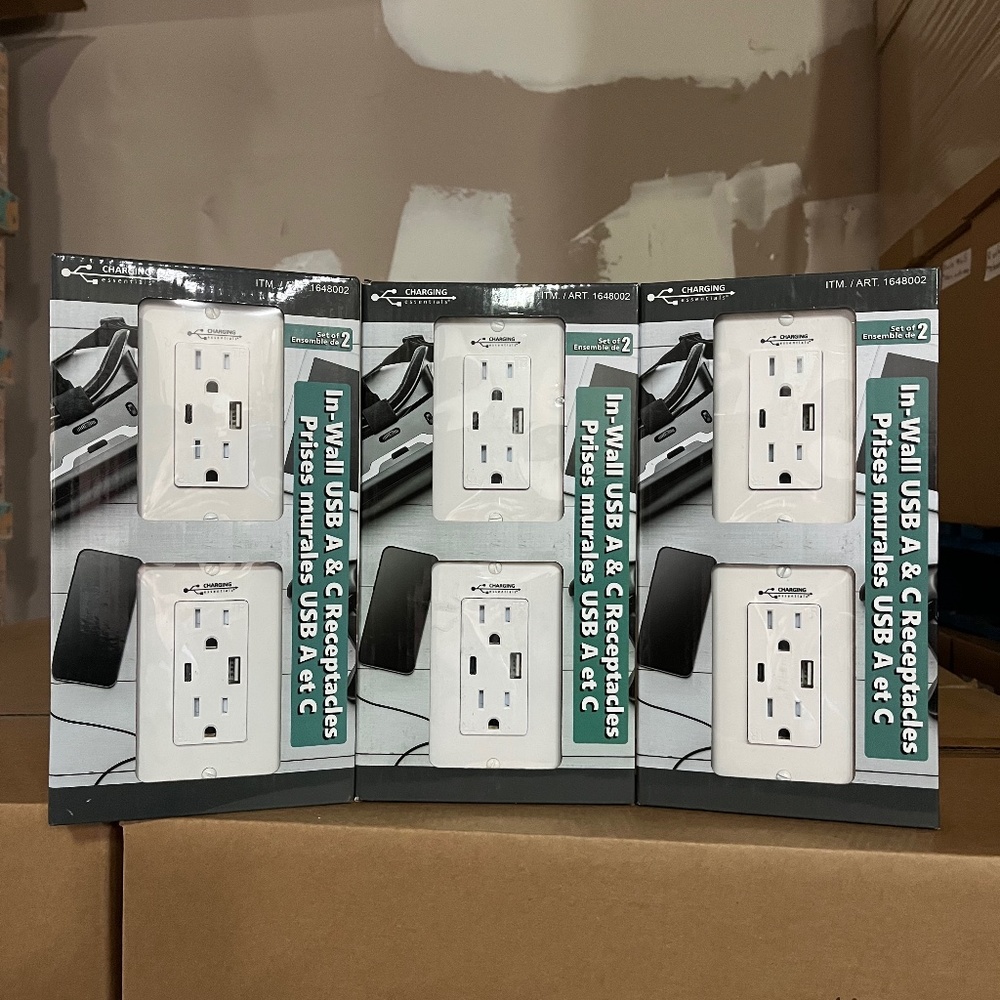 Charging essentials usb outlet type c 15 amp 6 pack